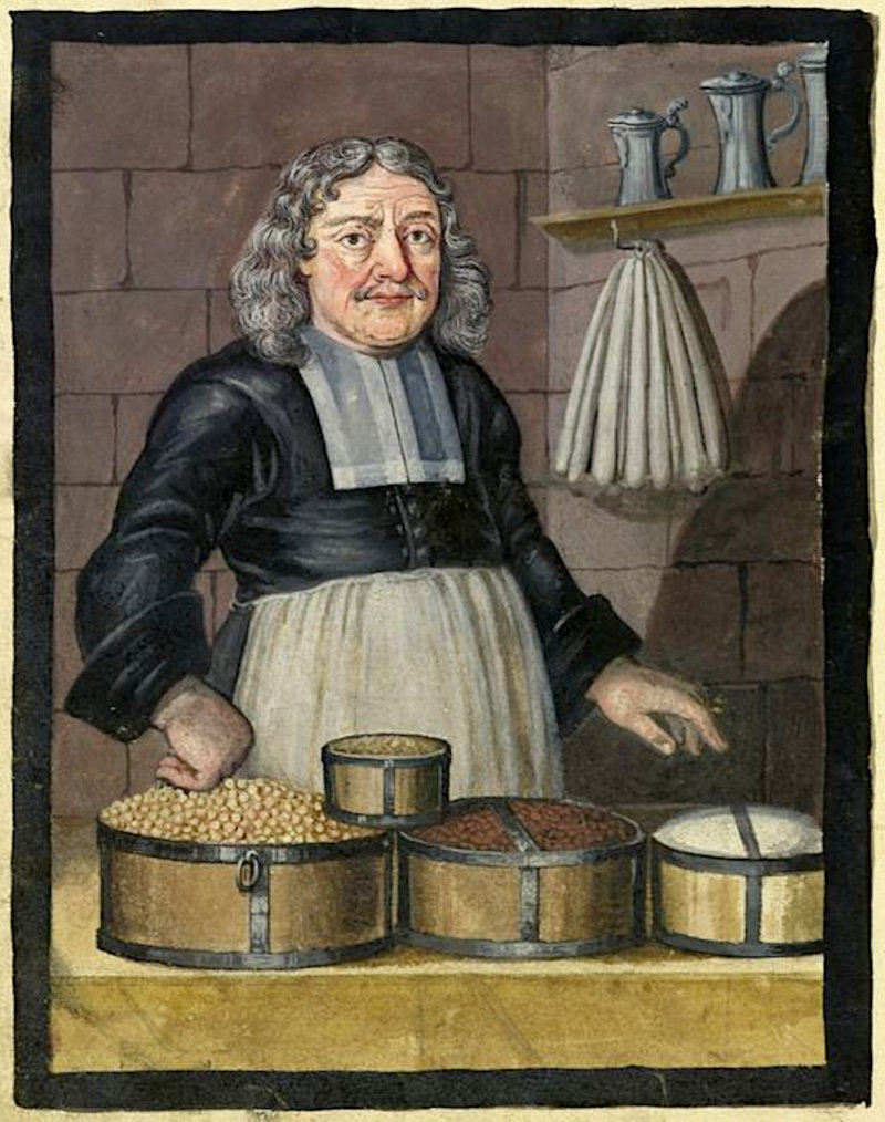 Kaufmann mit Getreidemaßen Kaufmann mit Getreidemaßen