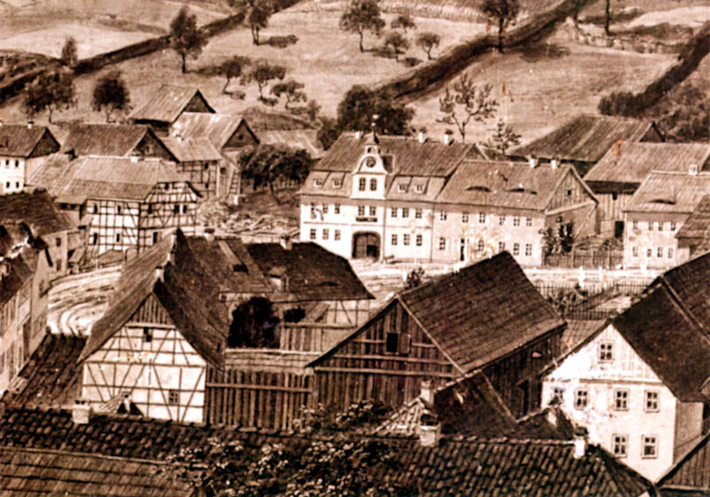 Zellaer Marktansicht aus dem Jahr 1849. Zellaer Marktansicht aus dem Jahr 1849.