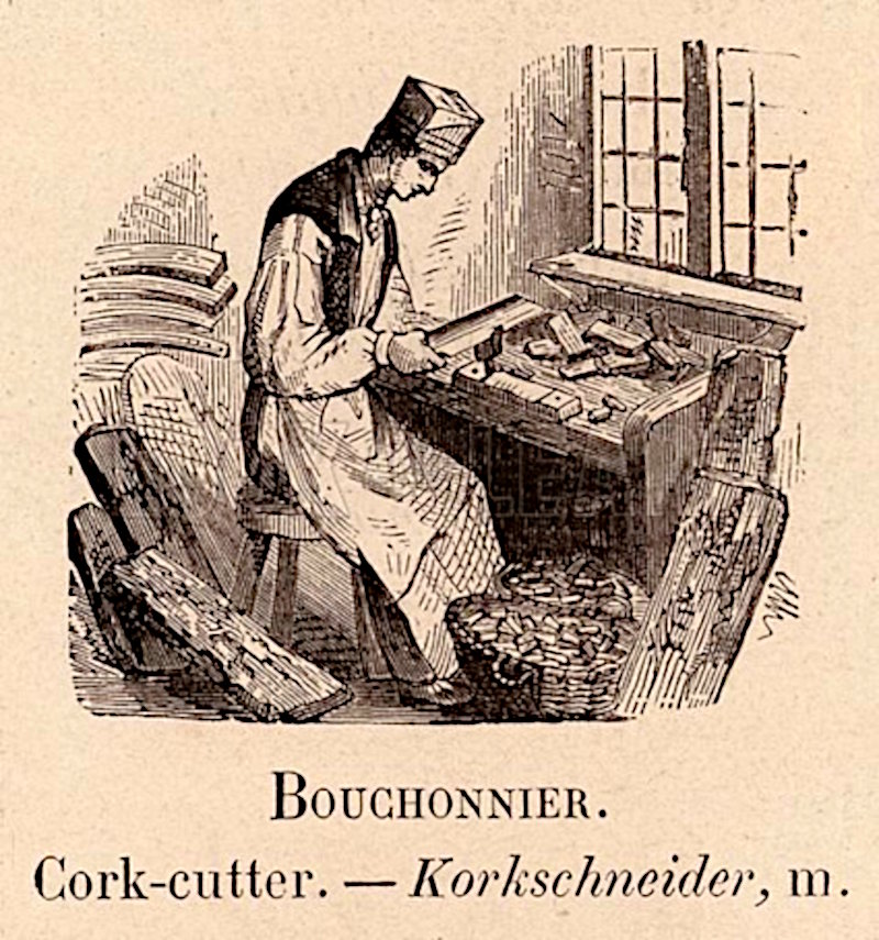 Korkschneider, Abbildung im Le Vocabulaire Illustre des Mots Usuels, Armand Le Brun et al., 1873.